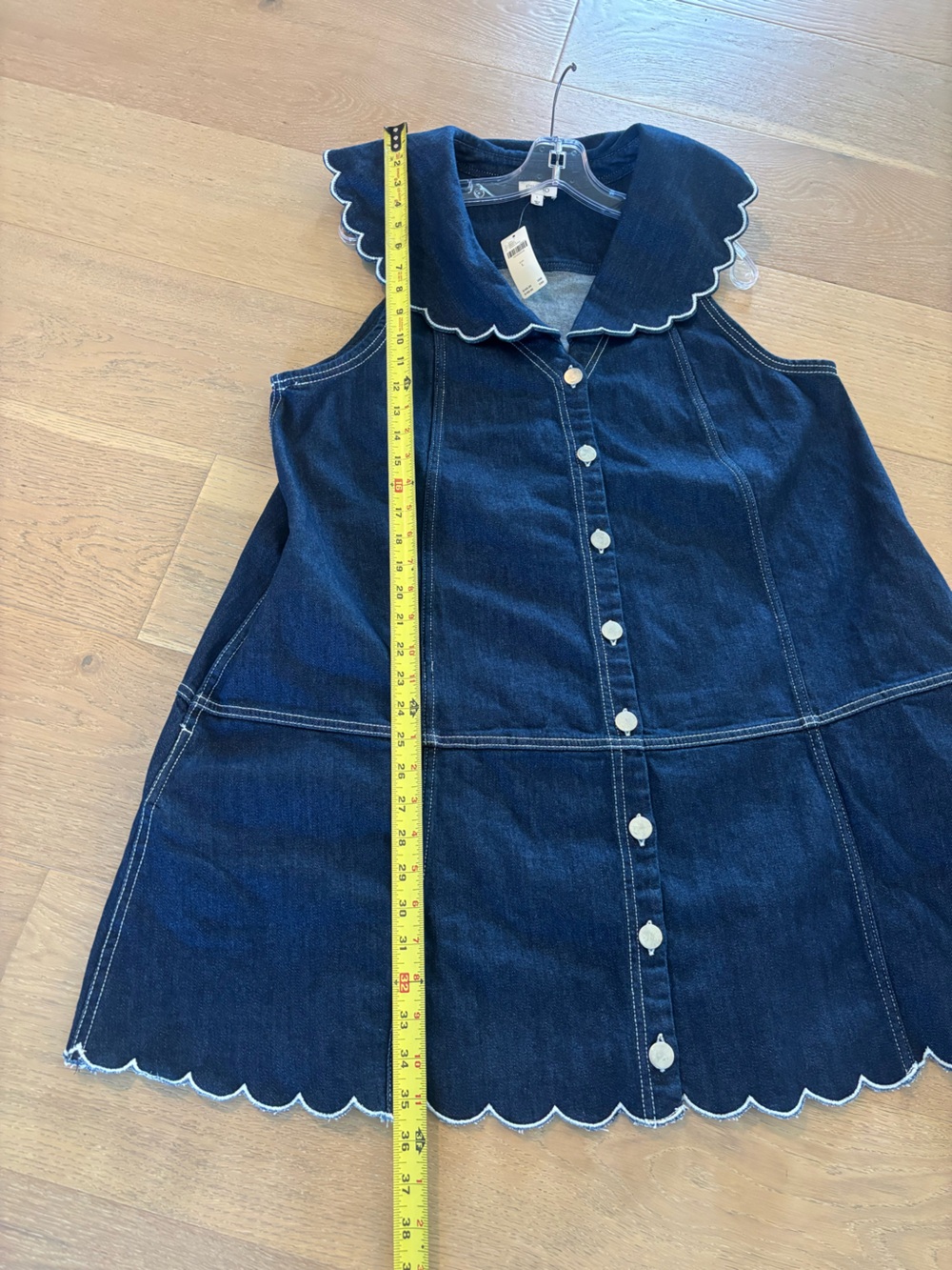 Anthropologie Pilcro Scalloped Denim Buttondown Love Dress Large NWT Nautical - Picture 15 of 15